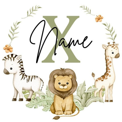 Personalised Babygrow Sleepsuit Forest Animal Wreath Print Baby