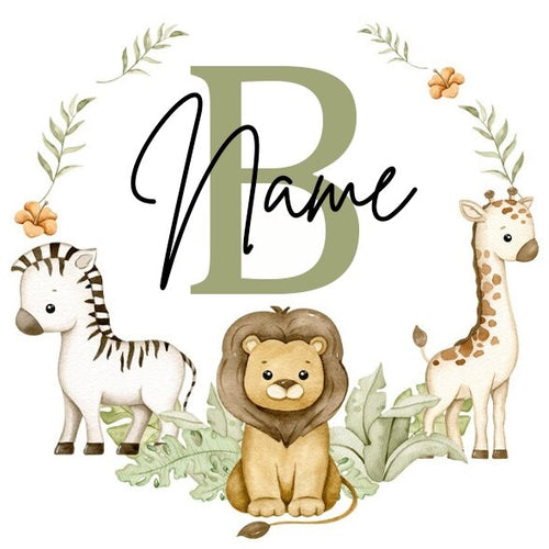 Personalised Babygrow Sleepsuit Forest Animal Wreath Print Baby