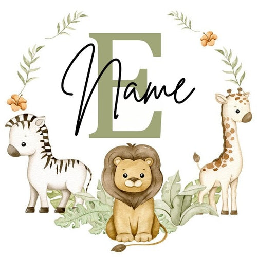 Personalised Babygrow Sleepsuit Forest Animal Wreath Print Baby