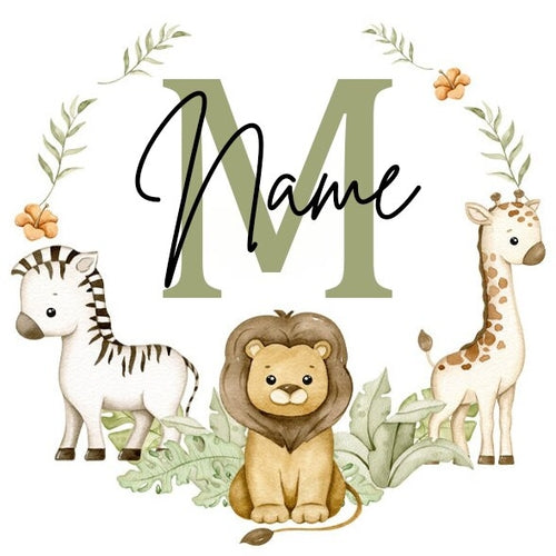 Personalised Babygrow Sleepsuit Forest Animal Wreath Print Baby