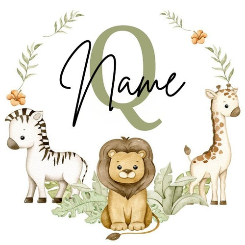 Personalised Babygrow Sleepsuit Forest Animal Wreath Print Baby