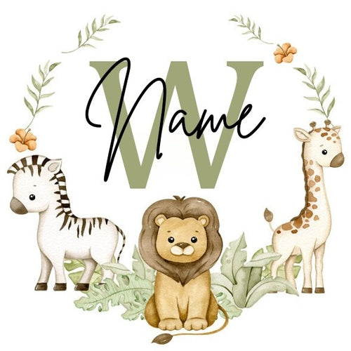 Personalised Babygrow Sleepsuit Forest Animal Wreath Print Baby
