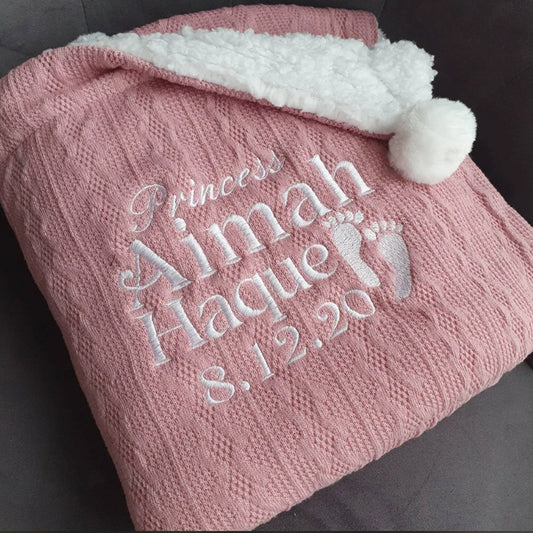 Personalized Baby/Toddler Cable Knit Blanket Embroidered with name or