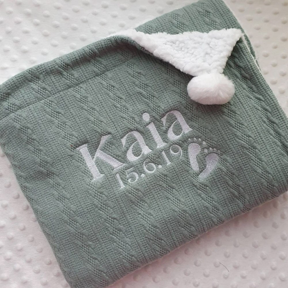 Personalized Baby/Toddler Cable Knit Blanket Embroidered with name or