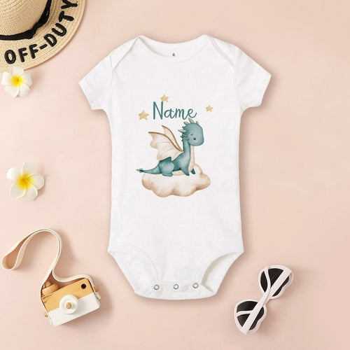 Personalized Dragon Baby Bodysuit Custom Name Infant Cute Romper Boys