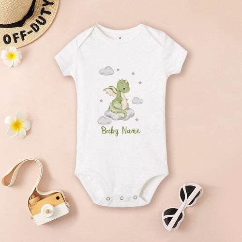 Personalized Dragon Baby Bodysuit Custom Name Infant Cute Romper Boys