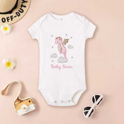 Personalized Dragon Baby Bodysuit Custom Name Infant Cute Romper Boys