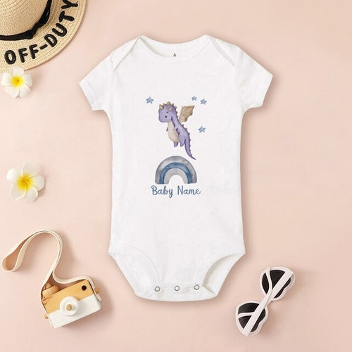 Personalized Dragon Baby Bodysuit Custom Name Infant Cute Romper Boys