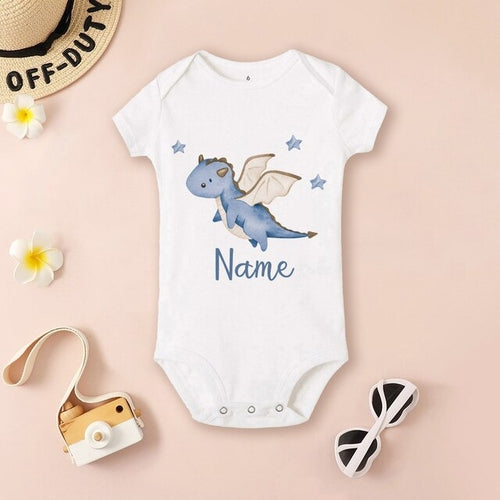 Personalized Dragon Baby Bodysuit Custom Name Infant Cute Romper Boys