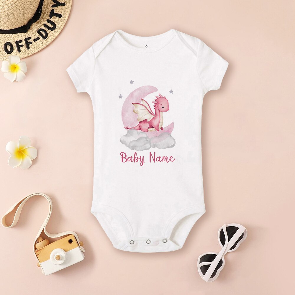 Personalized Dragon Baby Bodysuit Custom Name Infant Cute Romper Boys