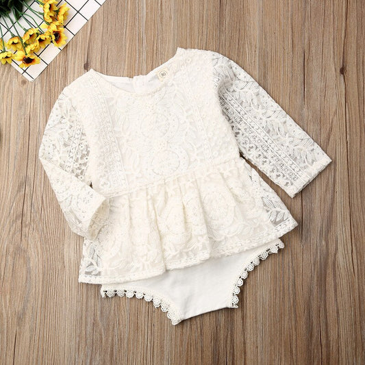 RUEWEY Newborn Baby Girl Lace Clothes Autumn Bodysuit Long Sleeve Tops